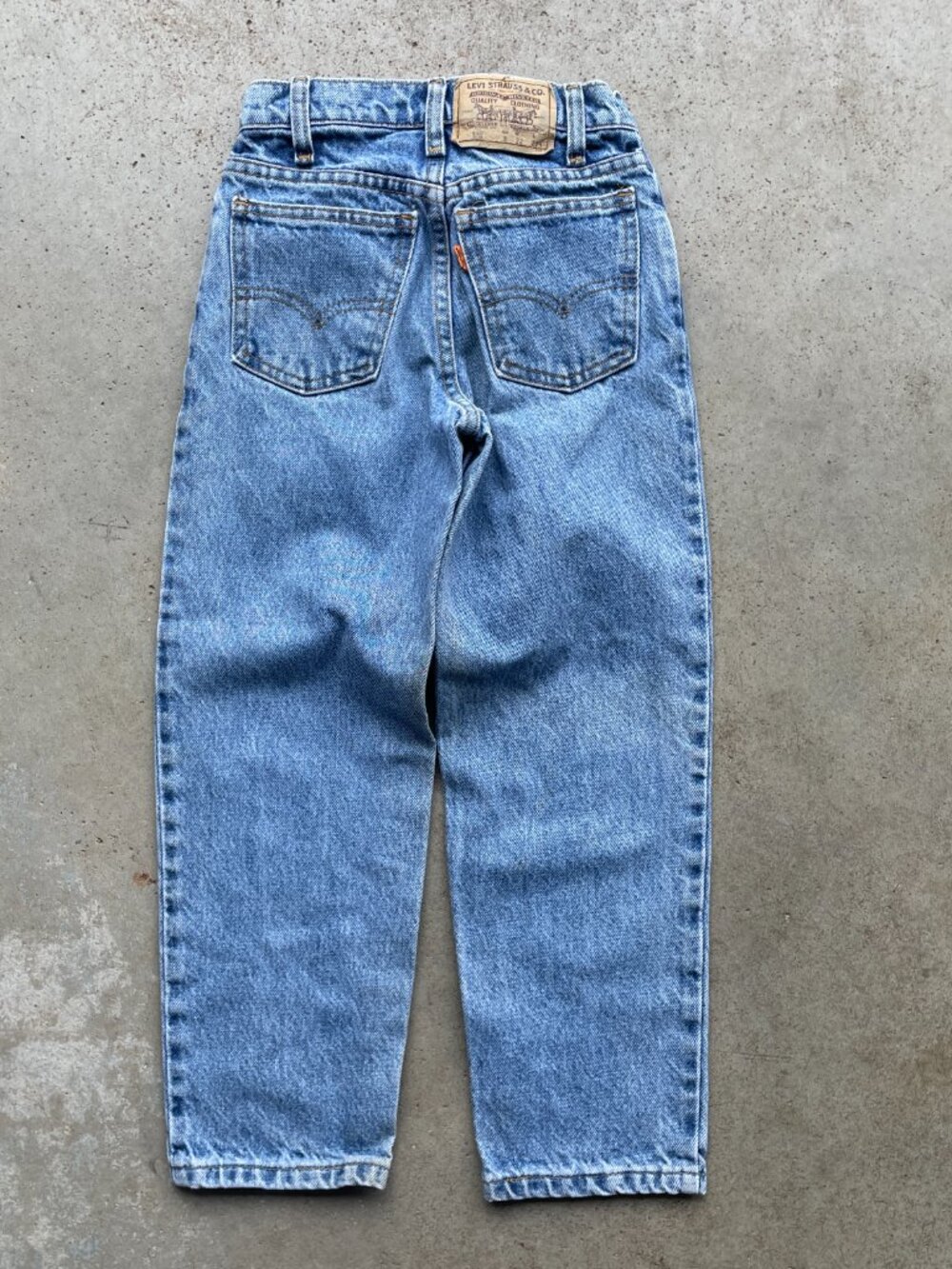 90's Levi's 550 For Kids Blue Jeans Tapered Slim Fit Size 8 [22x21]